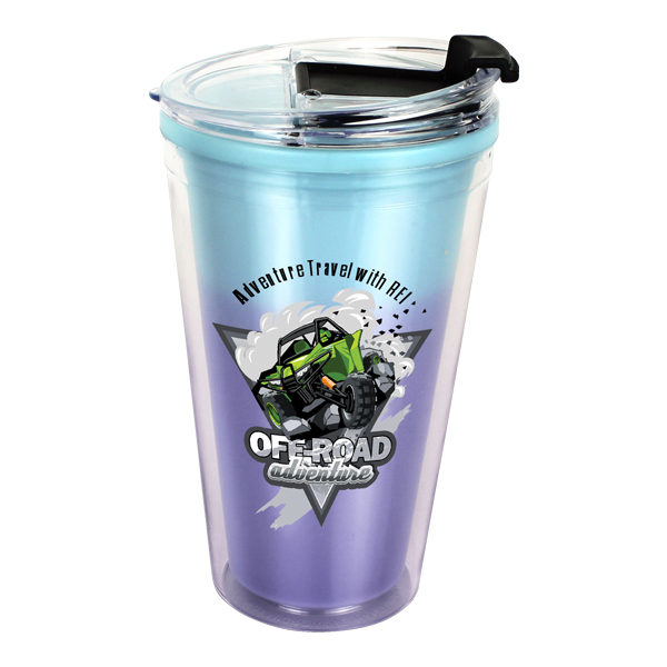 Blue To Purple color option for 16 Oz. Mood Victory Acrylic Tumbler With Flip Top Lid, Full Color Digital