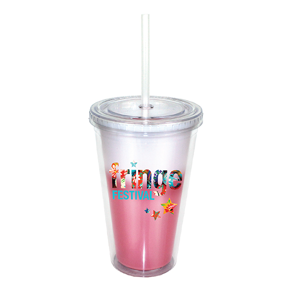 Frosted To Red color option for 16 Oz. Mood Victory Acrylic Tumbler With Straw Lid, Full Color Digital