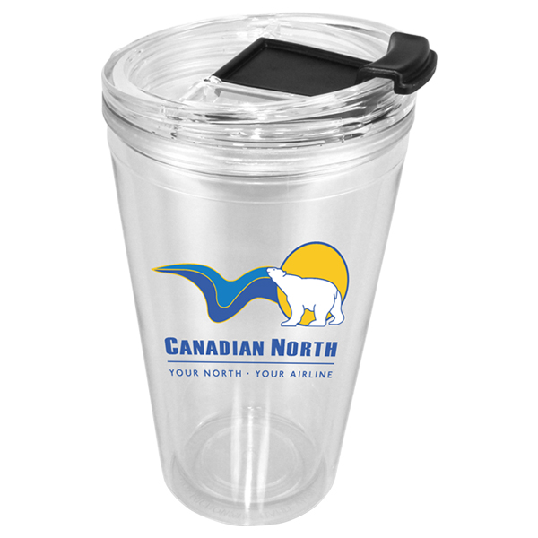 Clear color option for 16 Oz. Victory Acrylic Tumbler With Flip Top Lid, Full Color Digital