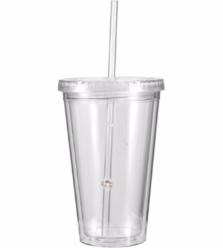 Clear color option for 16 Oz. Victory Acrylic Tumbler With Straw Lid, Full Color Digital