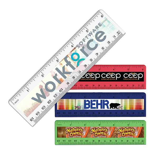 Clear color option for 6" Plastic Ruler (Front), Full Color Digital