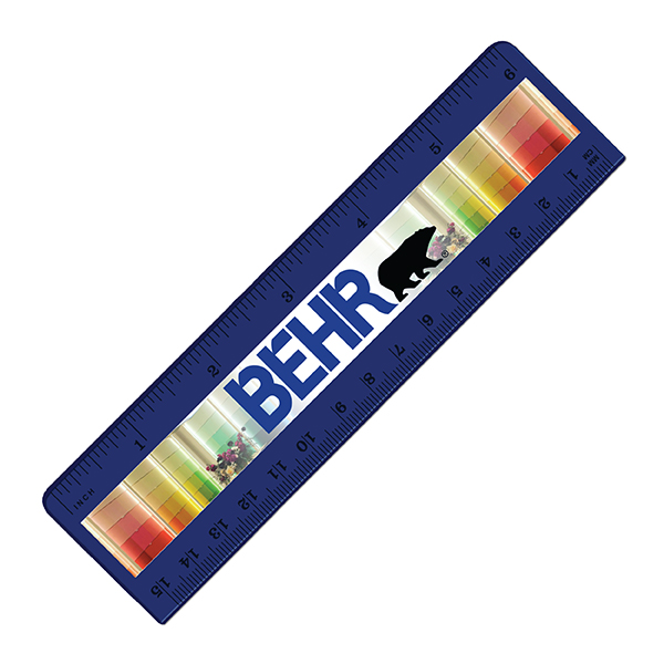 Transparent Blue color option for 6" Plastic Ruler (Front), Full Color Digital