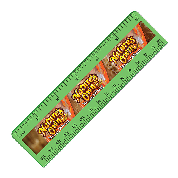 Transparent Green color option for 6" Plastic Ruler (Front), Full Color Digital