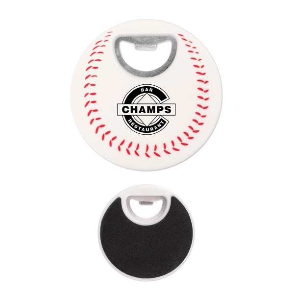 White-Red color option for Baseball Coaster Bottle Opener