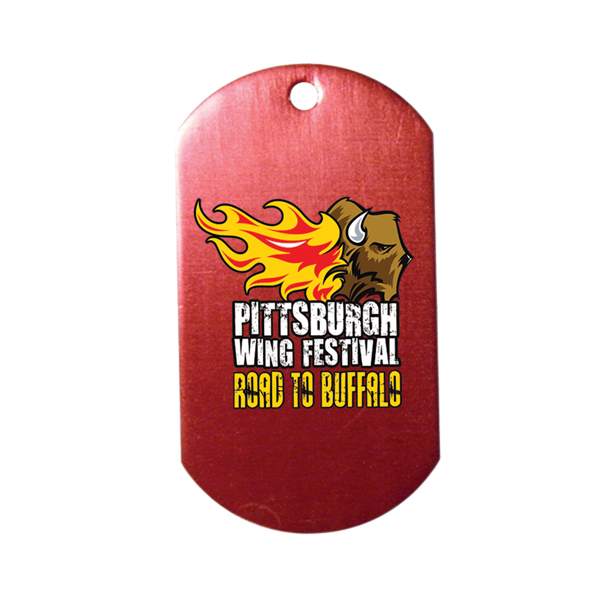 Red color option for Dog Tag , 4 1/2" Ball Chain With Full Color Digital Imprinting