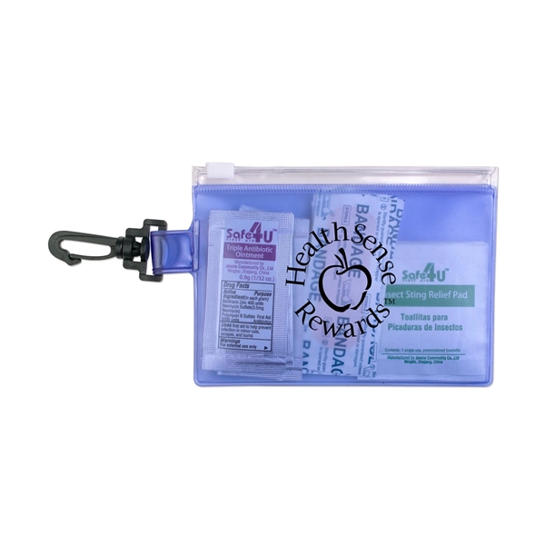 Blue color option for First Aid In Zip Close Pouch With Carabiner