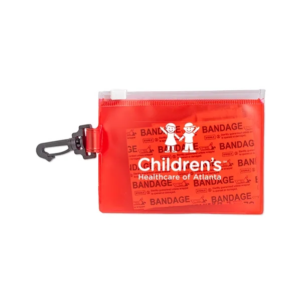 Red color option for First Aid In Zip Close Pouch With Carabiner