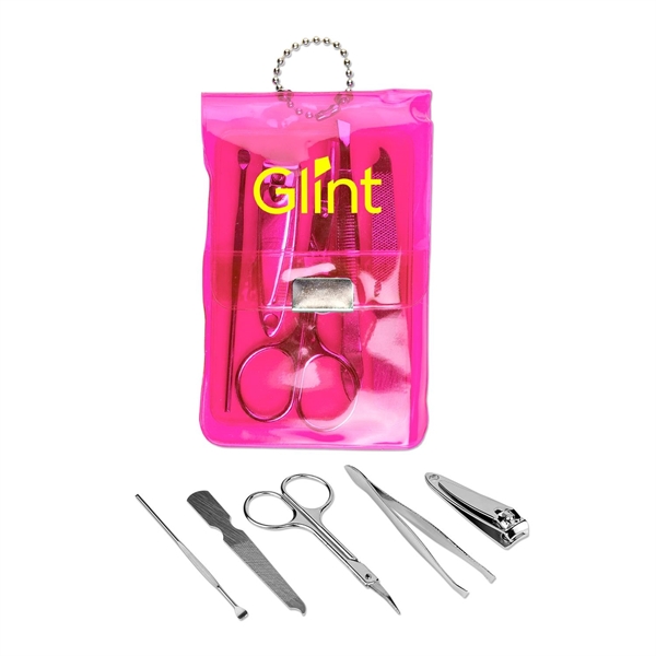 Translucent Pink color option for Manicure Set In Pouch