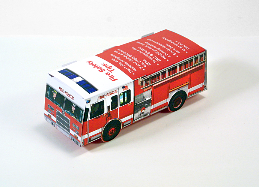 White Background color option for Foldable Die Cut Fire Truck,Full Color Digital