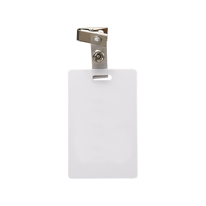 White color option for Vertical Plastic Id Card W/ Badge Clip