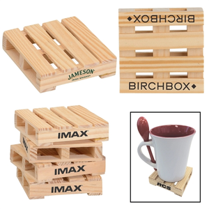 Photo of 3" Square Mini Pallet Wood Coaster