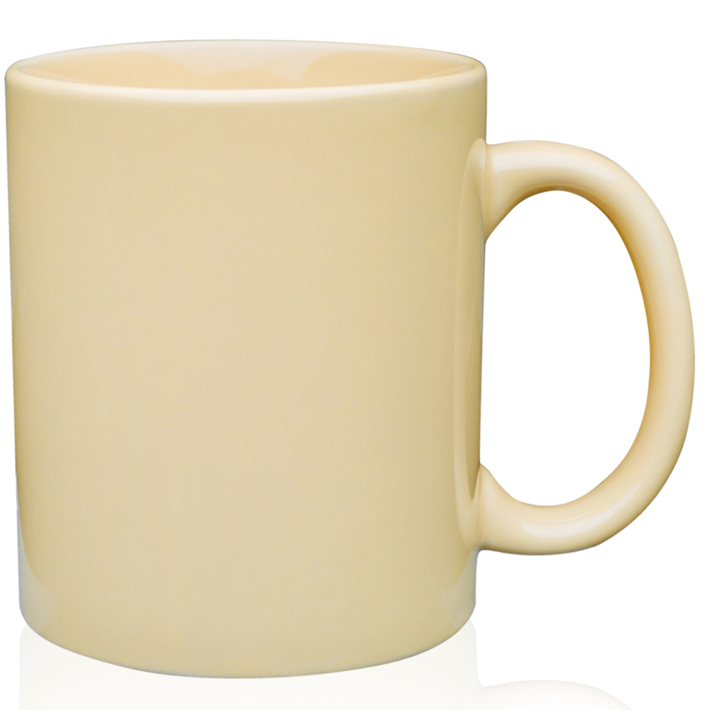 Almond color option for 11 Oz. Traditional Ceramic Custom Mugs