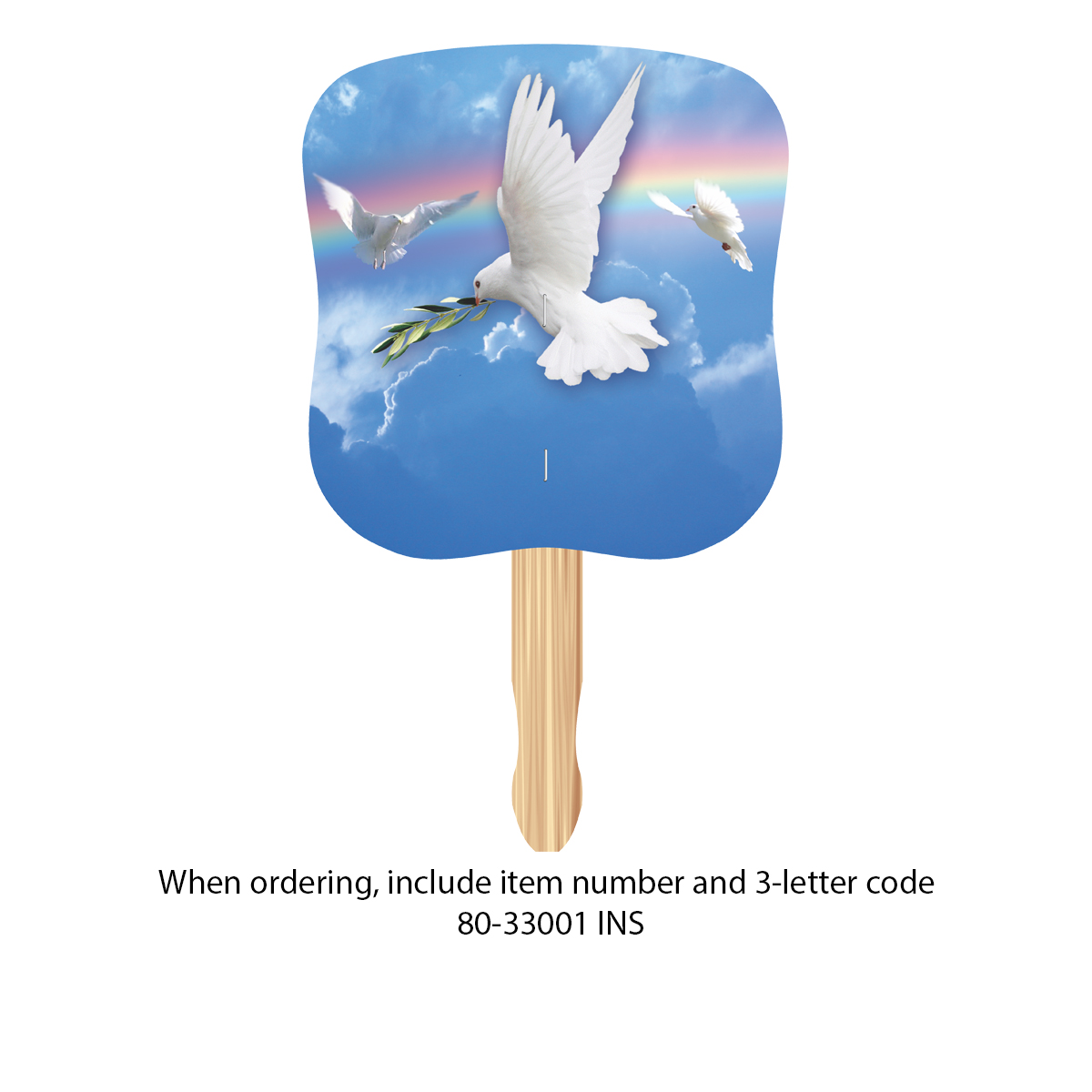 White Base color option for Hourglass Shape Hand Fan, Full Color Digital