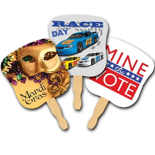 Main photo of Hourglass Shape Hand Fan, Full Color Digital