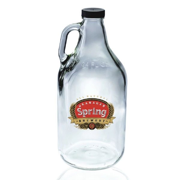Clear color option for 64 Oz. Clear Glass Beer Growlers
