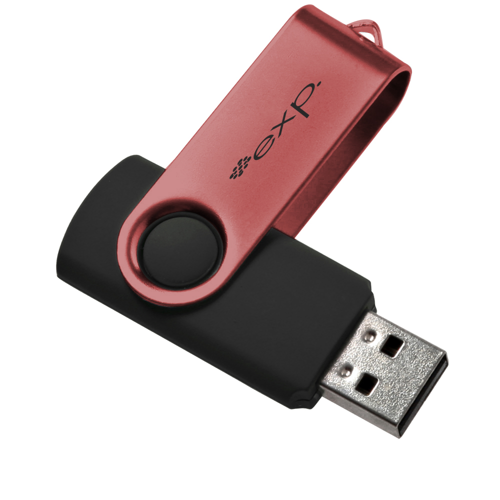 Burgundy/Black color option for Swivel 16 Gb Usb Flash Drive 