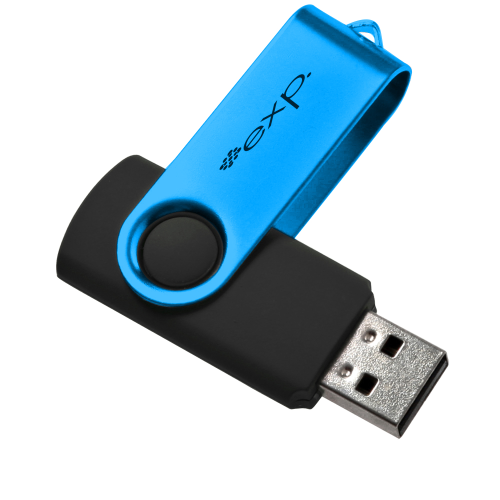 Electric Blue/Black color option for Swivel 16 Gb Usb Flash Drive 