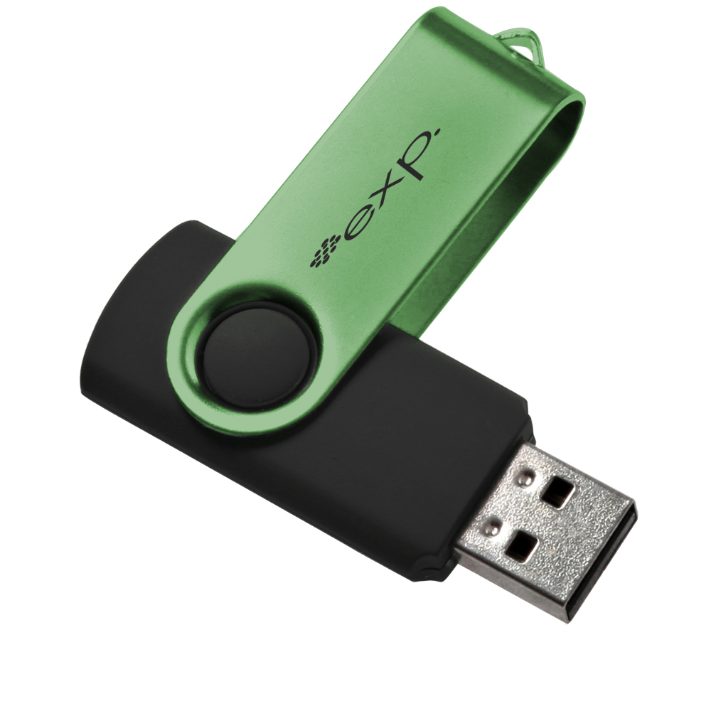Green/Black color option for Swivel 16 Gb Usb Flash Drive 