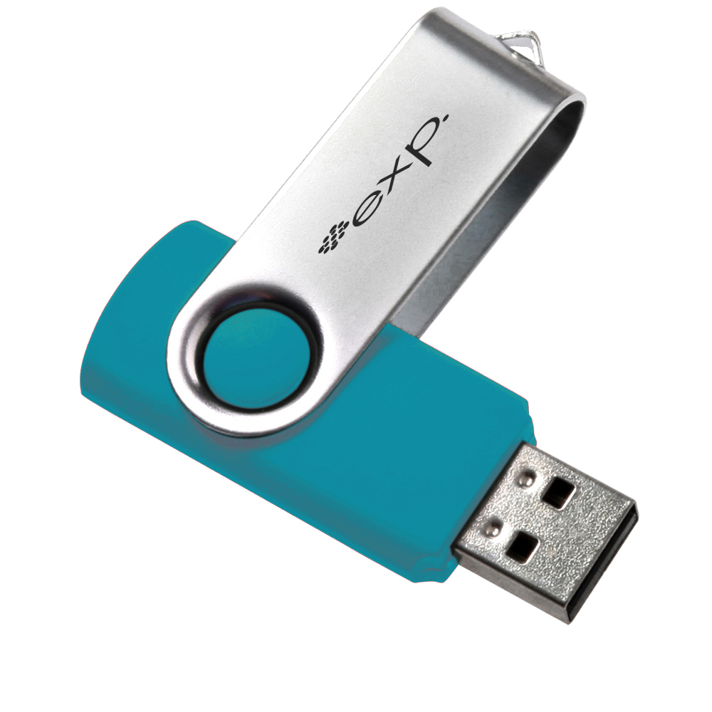 Light Teal/Silver color option for Swivel 16 Gb Usb Flash Drive 