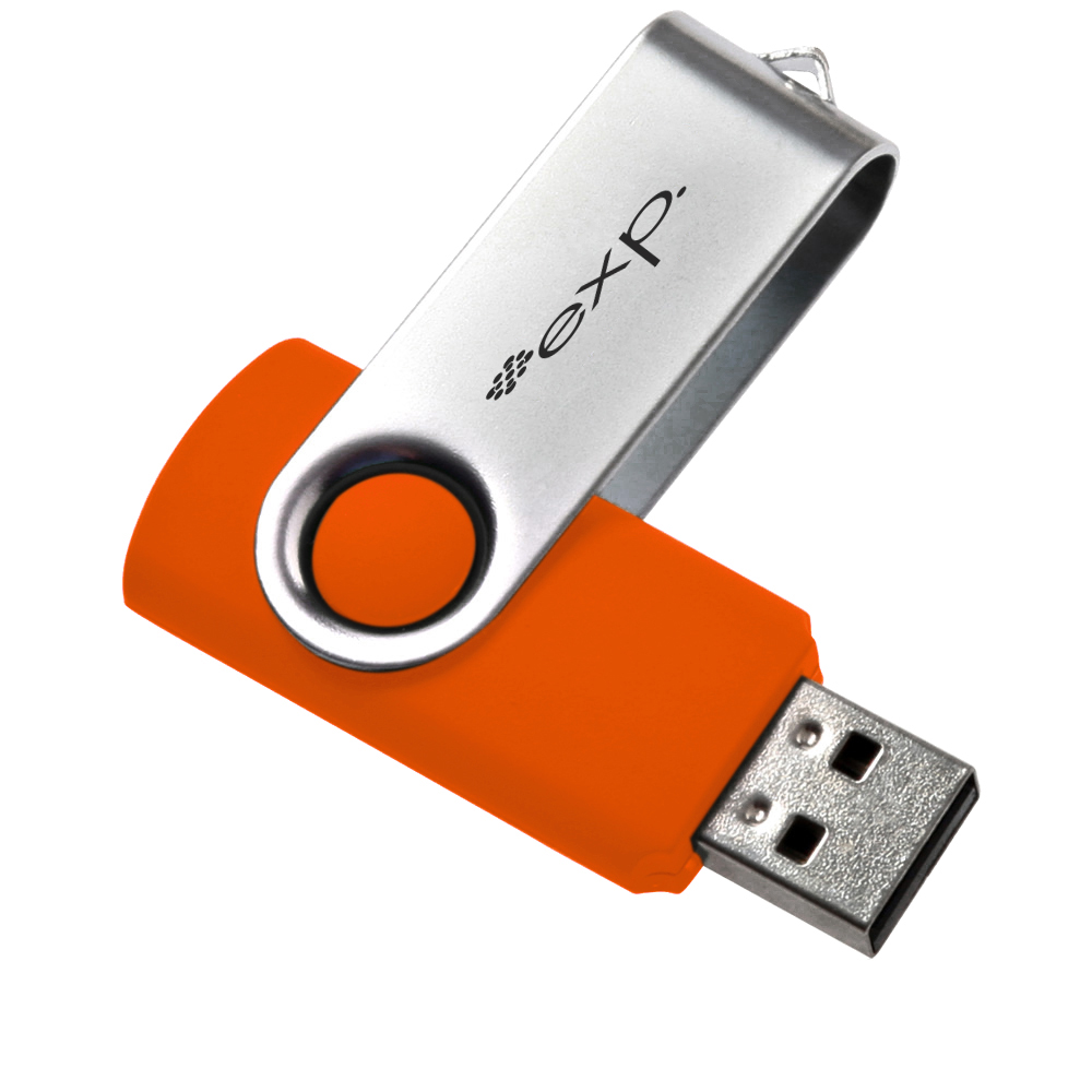 Orange/Silver color option for Swivel 16 Gb Usb Flash Drive 