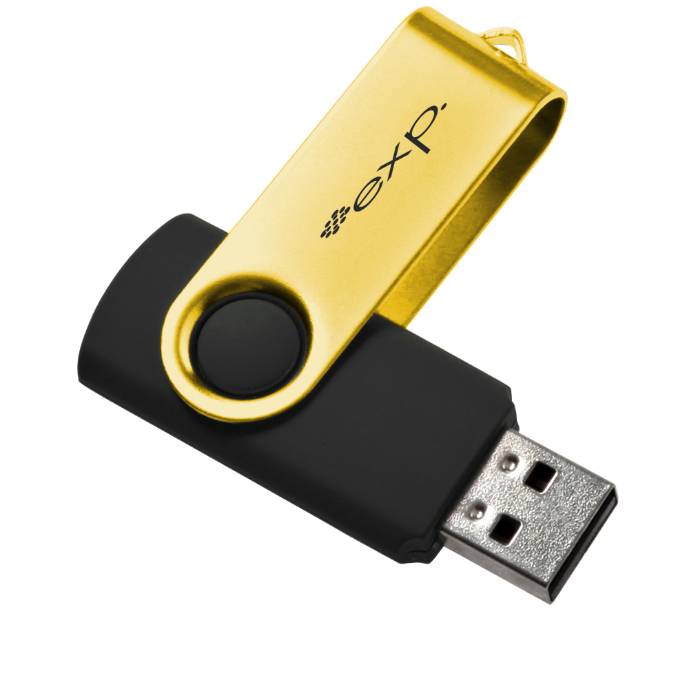 Yellow/Black color option for Swivel 16 Gb Usb Flash Drive 