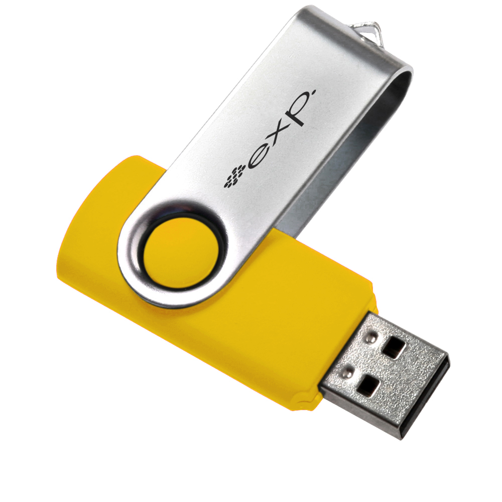 Yellow/Silver color option for Swivel 16 Gb Usb Flash Drive 