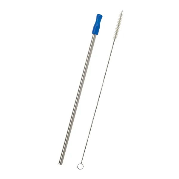 Silver With Blue color option for Stainless Steel Straw With Cleaning Brush
