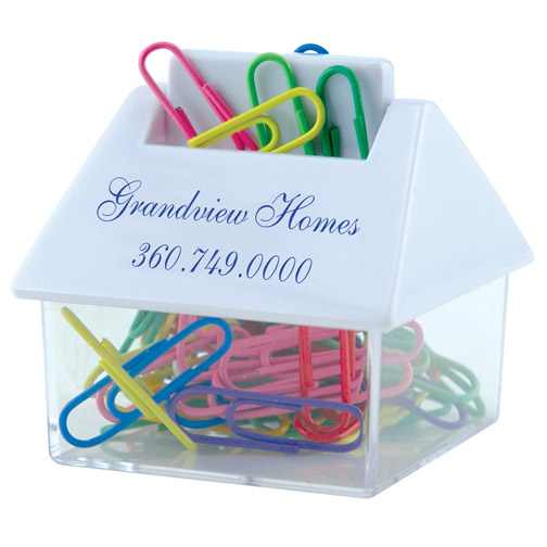 Clear W/White Roof color option for House Paper Clip Dispenser
