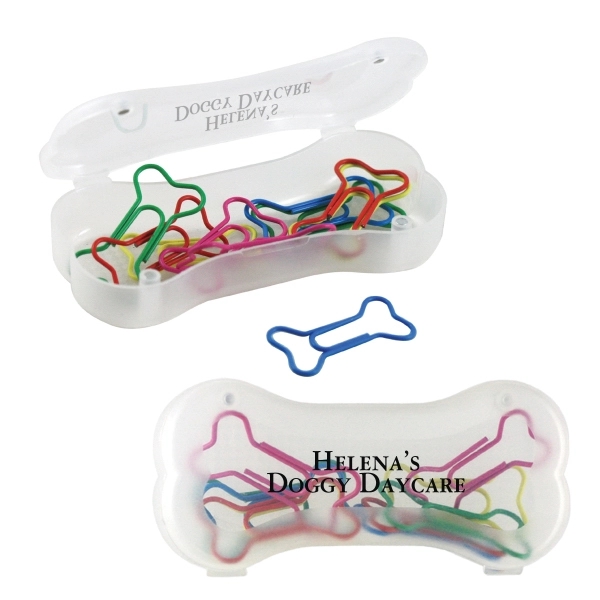 Frosted Multi Color color option for Dog Bone Shaped Paper Clips & Case