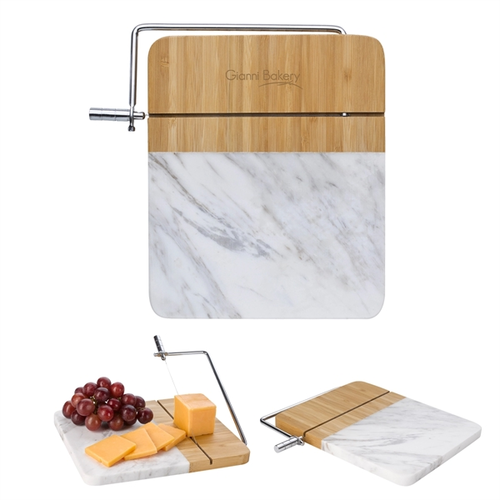 Main photo of Marble And Bamboo Cheese Cutting Board With Slicer