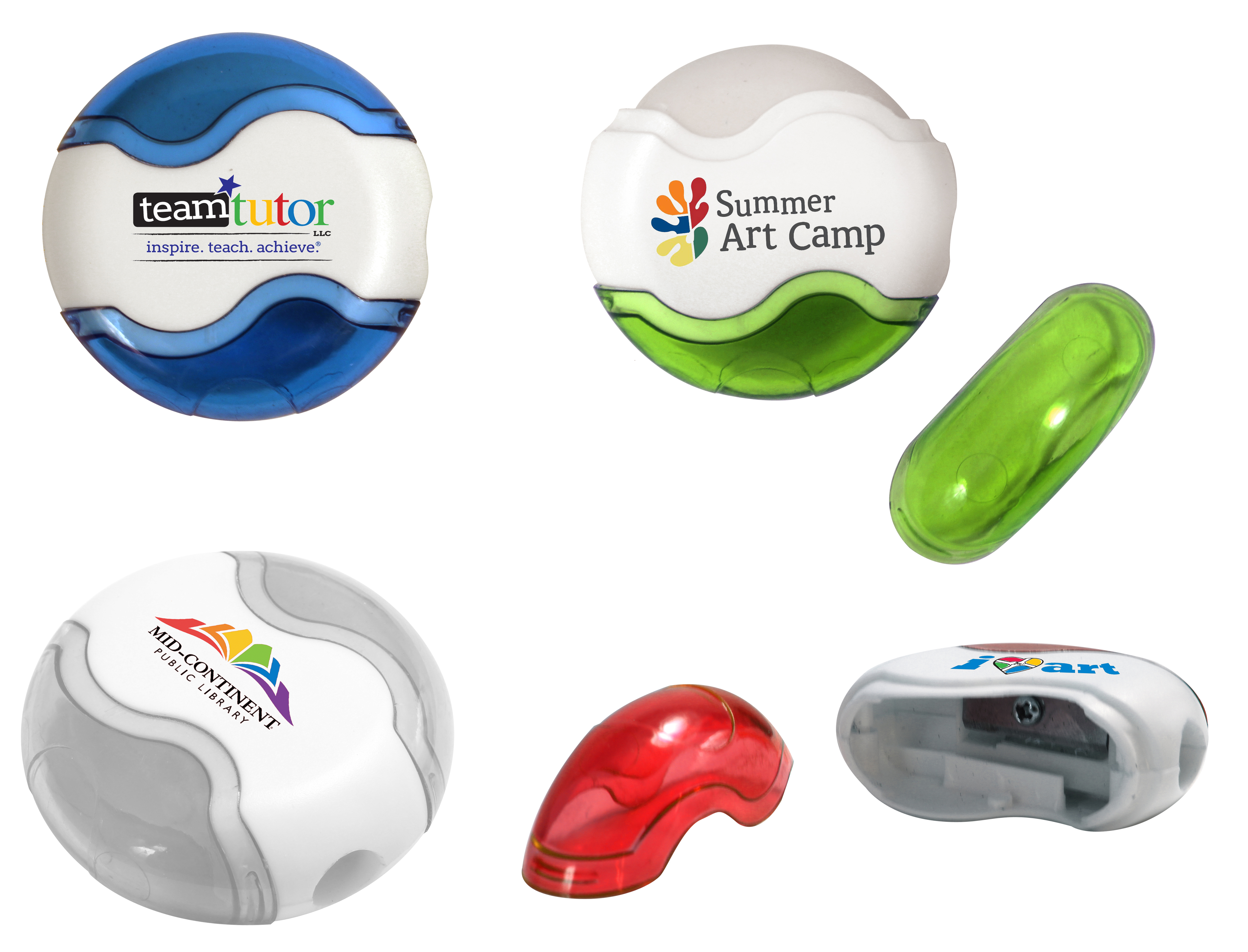 Clear color option for Round Pencil Sharpener Eraser Combo, Full Color Digital
