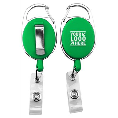 Green color option for Oval Shape Retractable Badge Holder With Clip