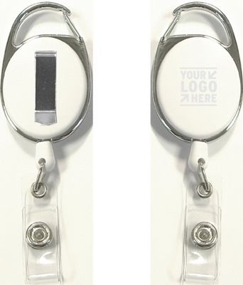 White color option for Oval Shape Retractable Badge Holder With Clip