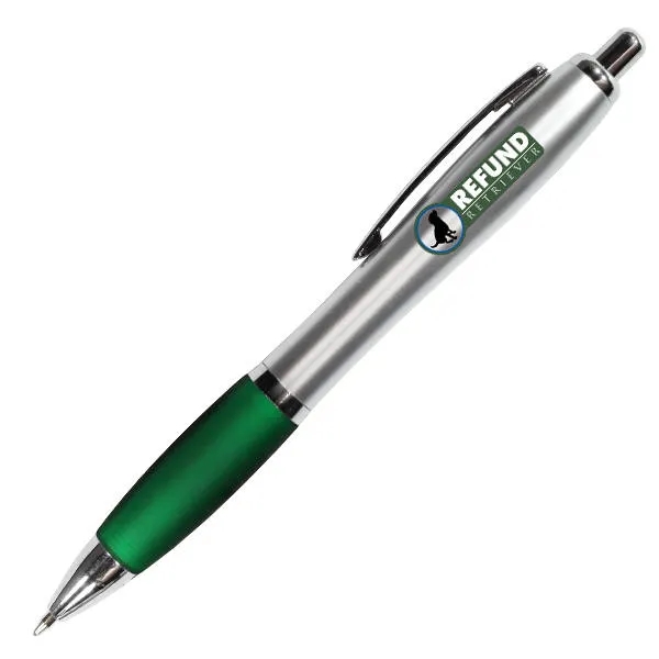 Silver/Translucent Green color option for Silhouette Satin Grip Pen, Full Color Digital