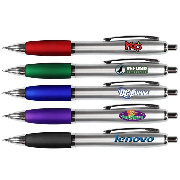 Silver/Translucent Red color option for Silhouette Satin Grip Pen, Full Color Digital