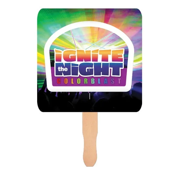 White color option for Square Shape Hand Fan, Full Color Digital