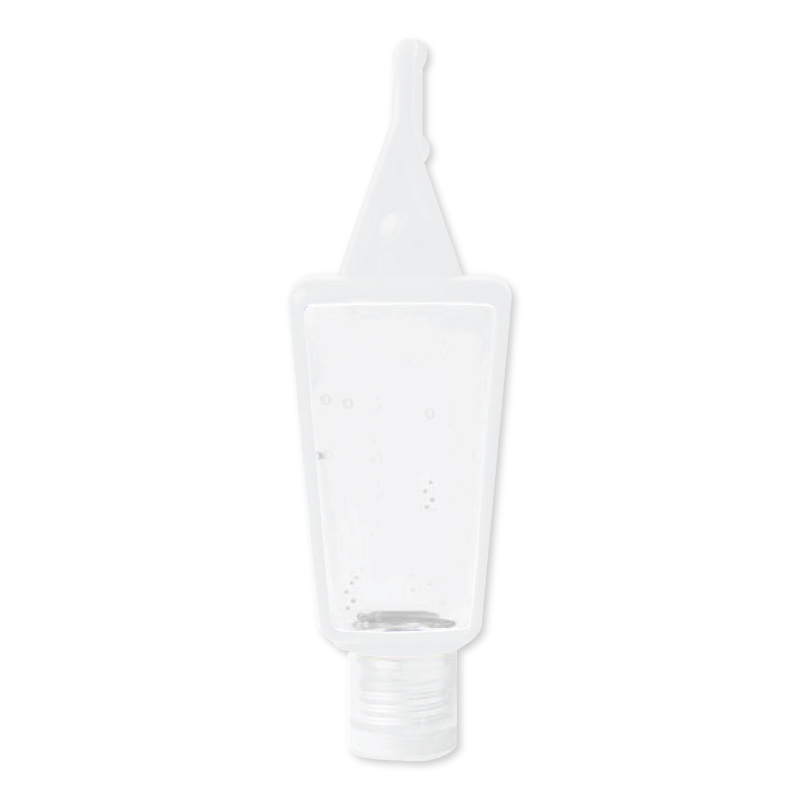White color option for 1 Oz. 75% Bottle Antibacterial Hand Sanitizer Gel W/Silicone Keyring Clip