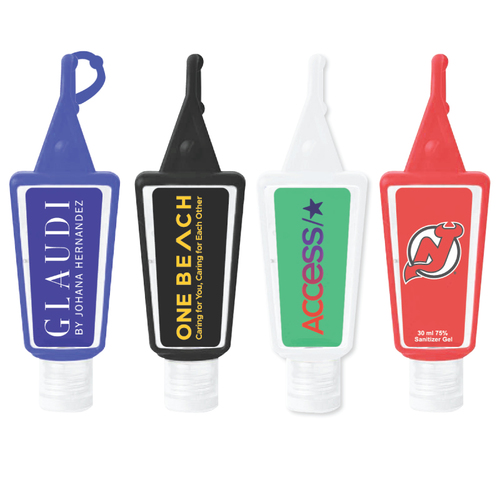 Main photo of 1 Oz. 75% Bottle Antibacterial Hand Sanitizer Gel W/Silicone Keyring Clip