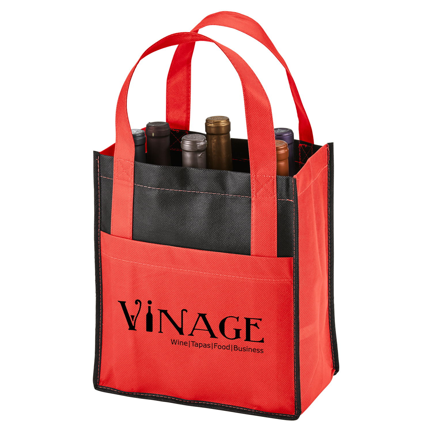 Red color option for Toscana Six Bottle Non Woven Wine Tote
