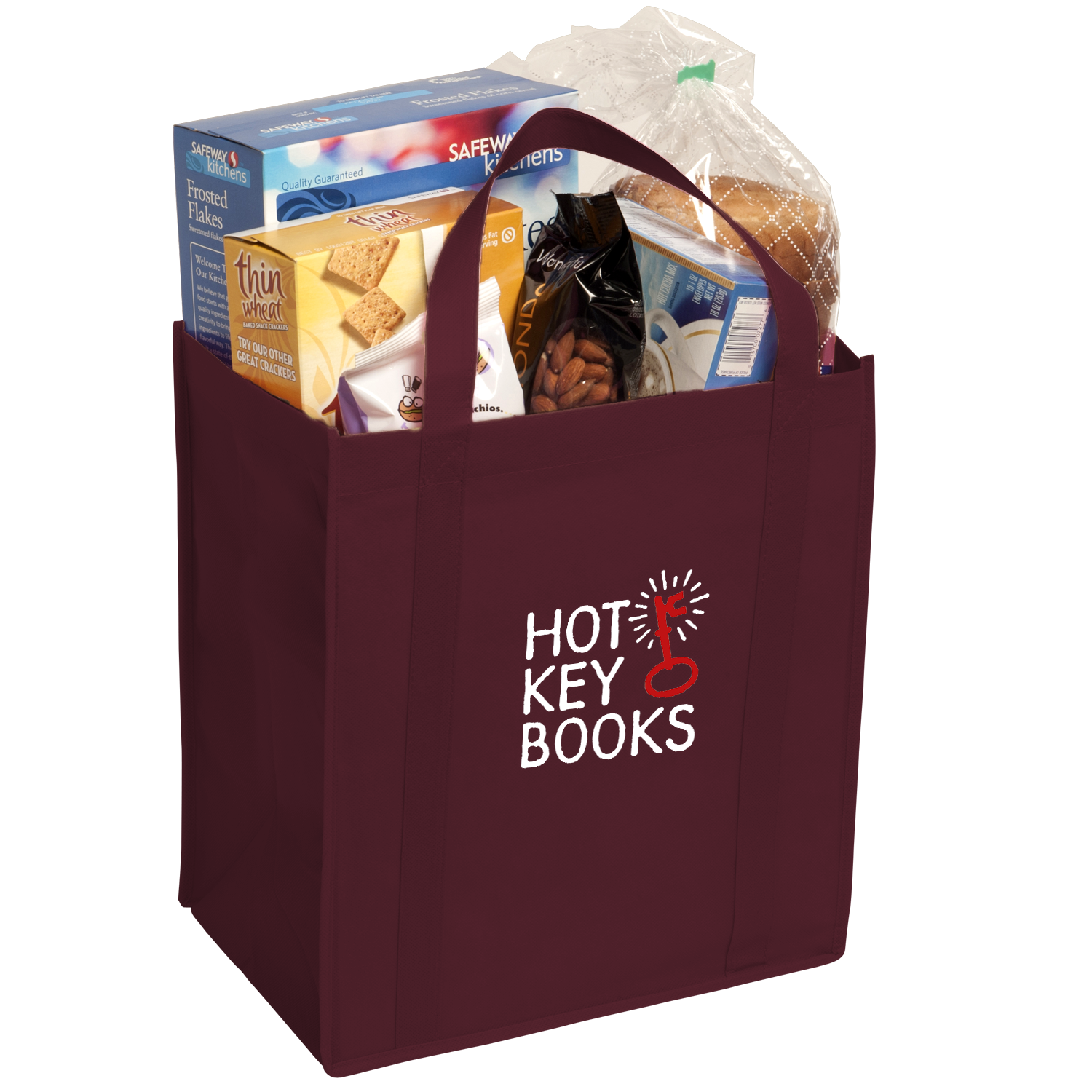 Burgundy color option for Non Woven Grocery Tote