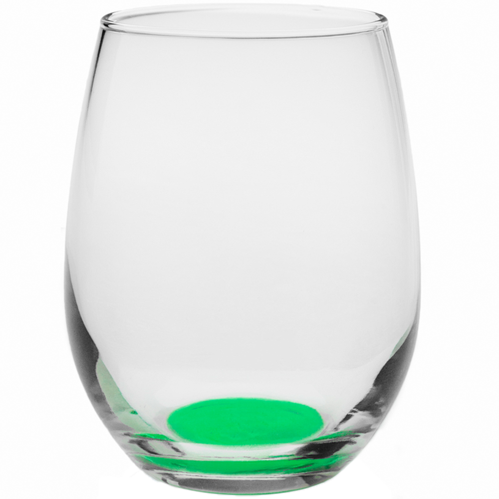 Green color option for 9 Oz. Libbey Stemless Wine Glasses With Colored Bottom