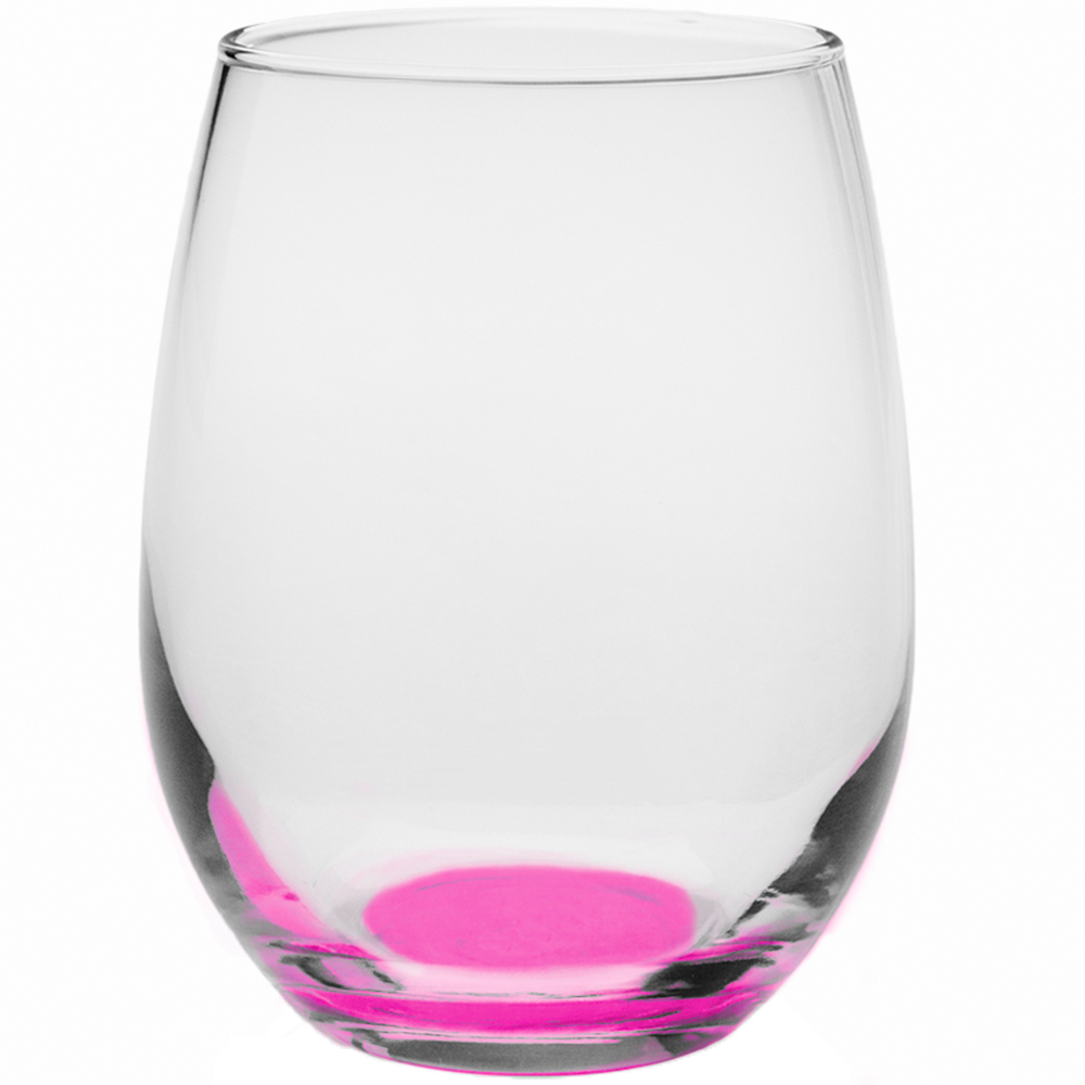 Pink color option for 9 Oz. Libbey Stemless Wine Glasses With Colored Bottom