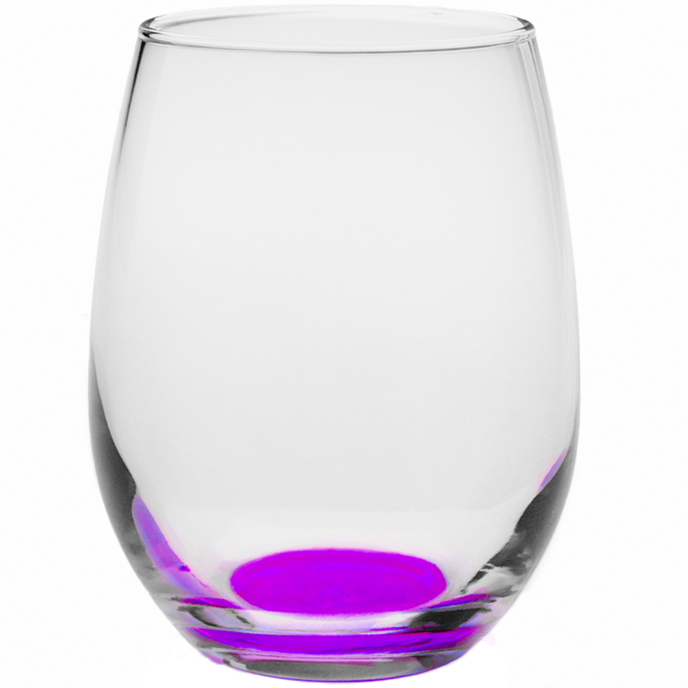 Purple color option for 9 Oz. Libbey Stemless Wine Glasses With Colored Bottom