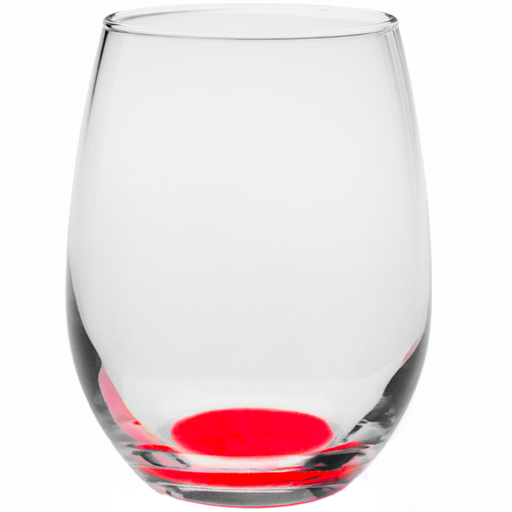 Red color option for 9 Oz. Libbey Stemless Wine Glasses With Colored Bottom