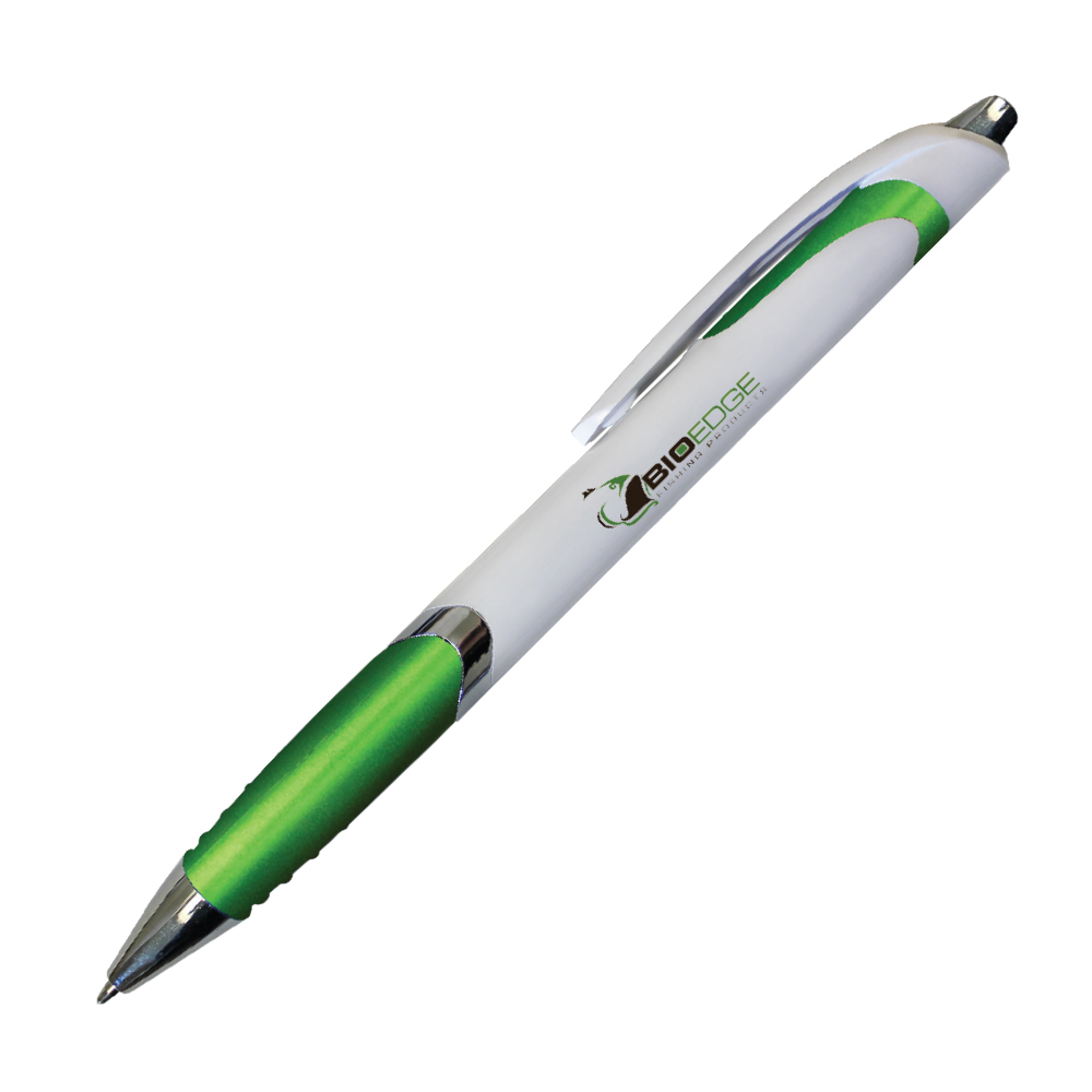 Lime Green color option for White Crest Grip Pen, Full Color Digital