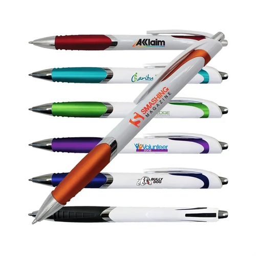 Main photo of White Crest Grip Pen, Full Color Digital