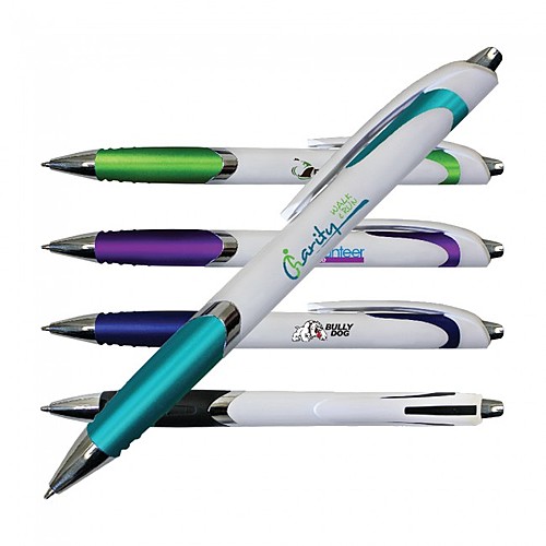 Main photo of White Crest Grip Pen, Full Color Digital