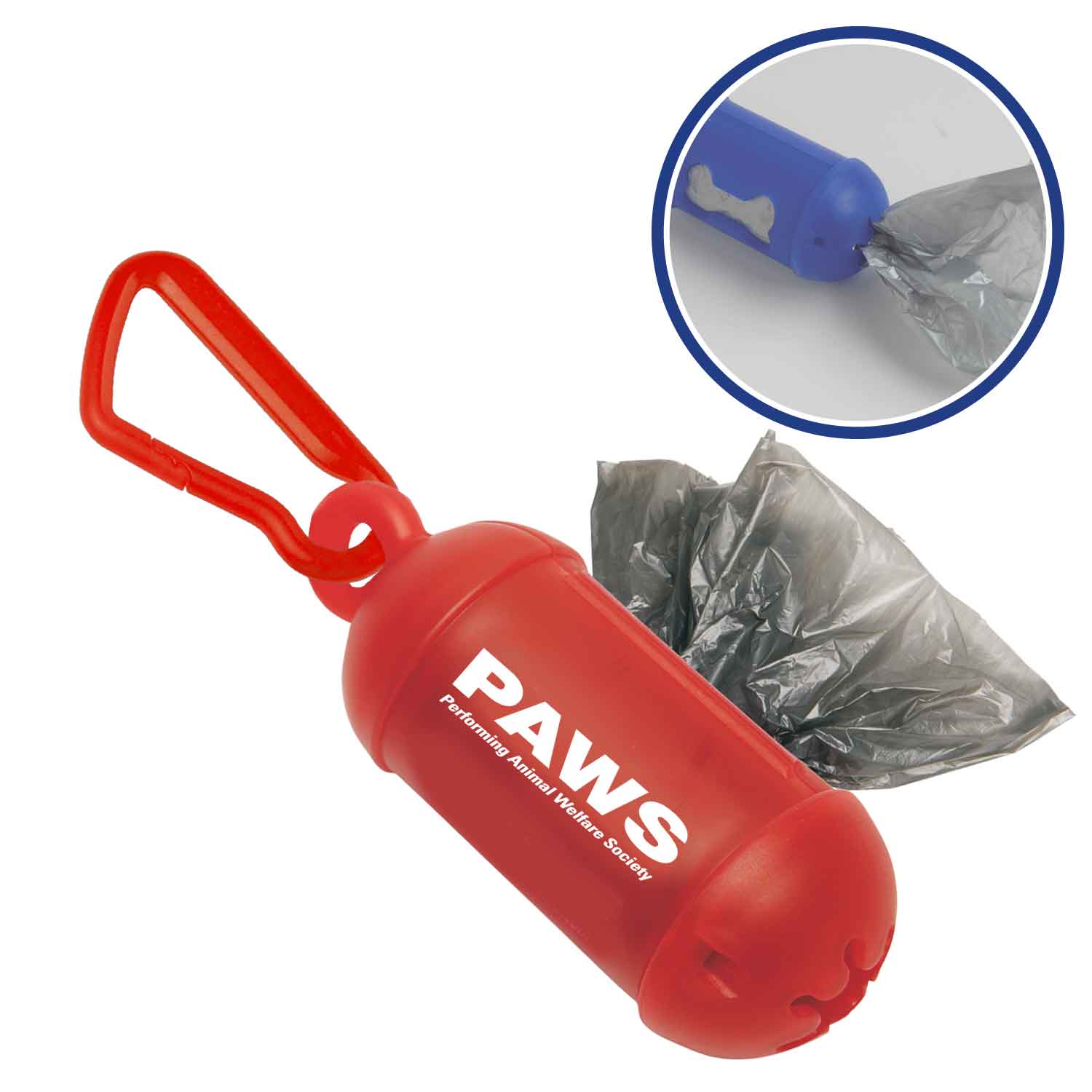 Translucent Red color option for #2 Bag Dispenser W/ Carabiner