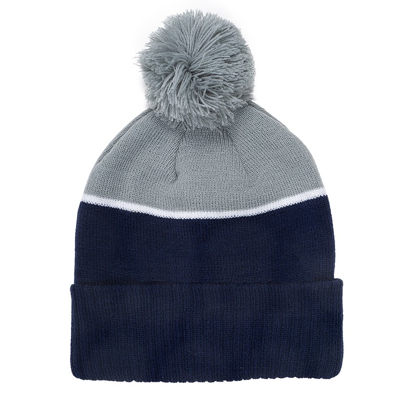 Blue Navy color option for Two Tone Tamy Beanie With Pom