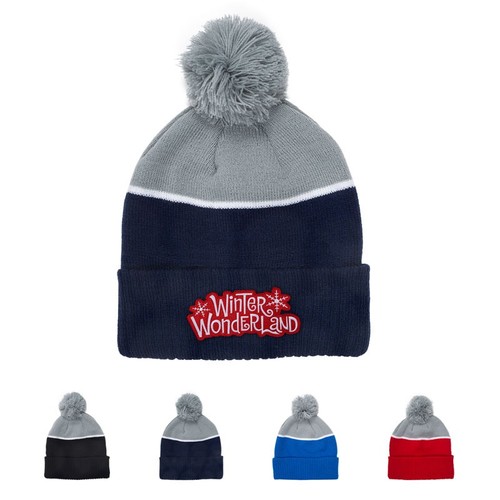 Main photo of Two Tone Tamy Beanie With Pom